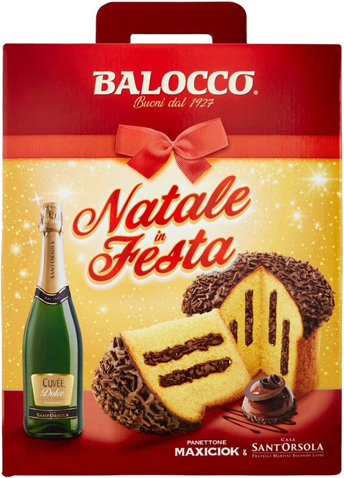 Balocco Natale in Festa Panettone Maxiciock e Casa Sant'Orsola Vino Spumante Dolce, 750ml